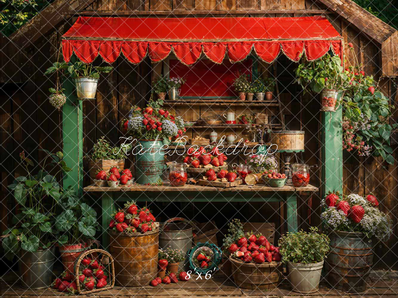Kate Summer Strawberry Room Backdrop Designed by Chain Photography - Image 3