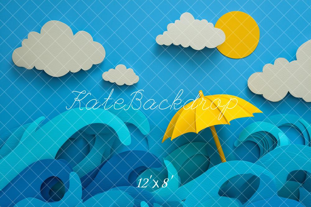 Kate Summer Sun Clouds Blue Waves Backdrop Designed by Angela Marie Photography - Image 8