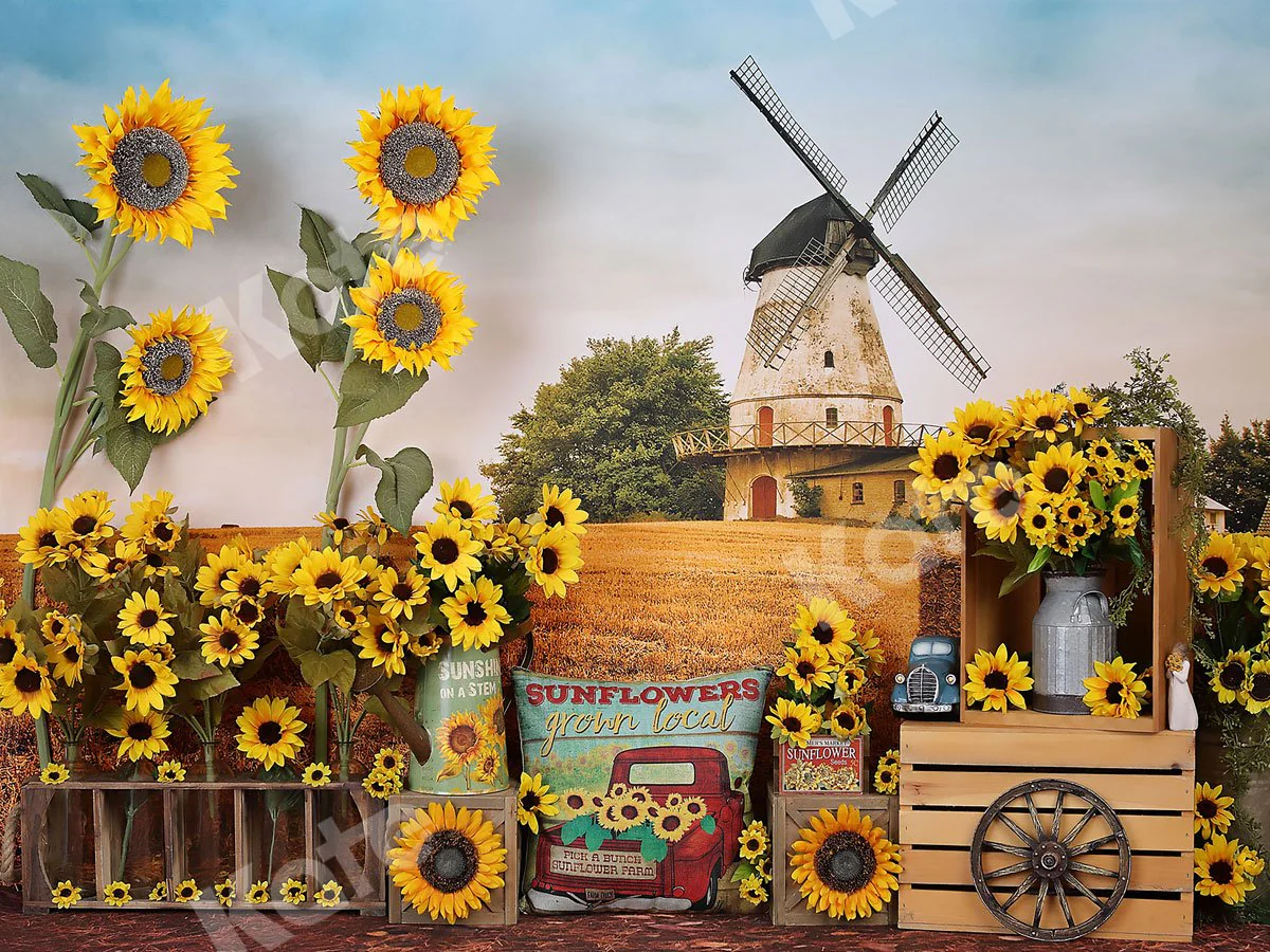 Kate Summer Sunflower Autumn Farm Field Backdrop - Image 2