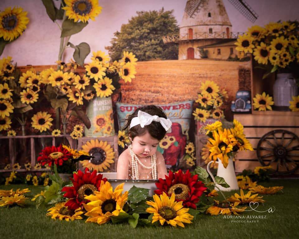 Kate Summer Sunflower Autumn Farm Field Backdrop - Image 3