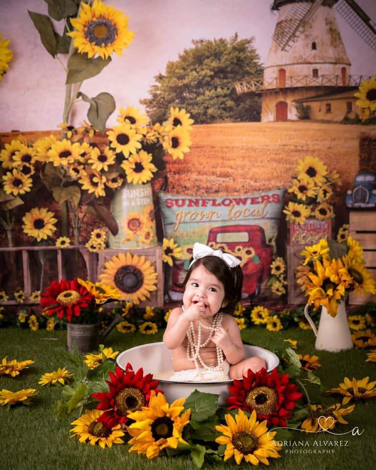Kate Summer Sunflower Autumn Farm Field Backdrop - Image 4