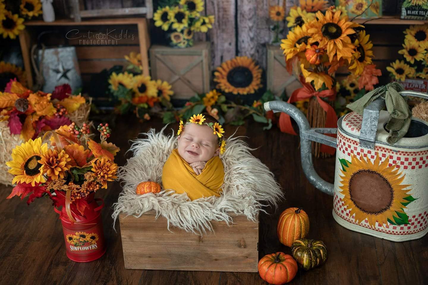 Kate Summer Sunflower Gift Shop Wood Autumn Backdrop for Photography - Image 10