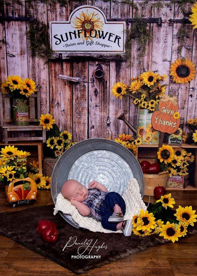 Kate Summer Sunflower Gift Shop Wood Autumn Backdrop for Photography - Image 15