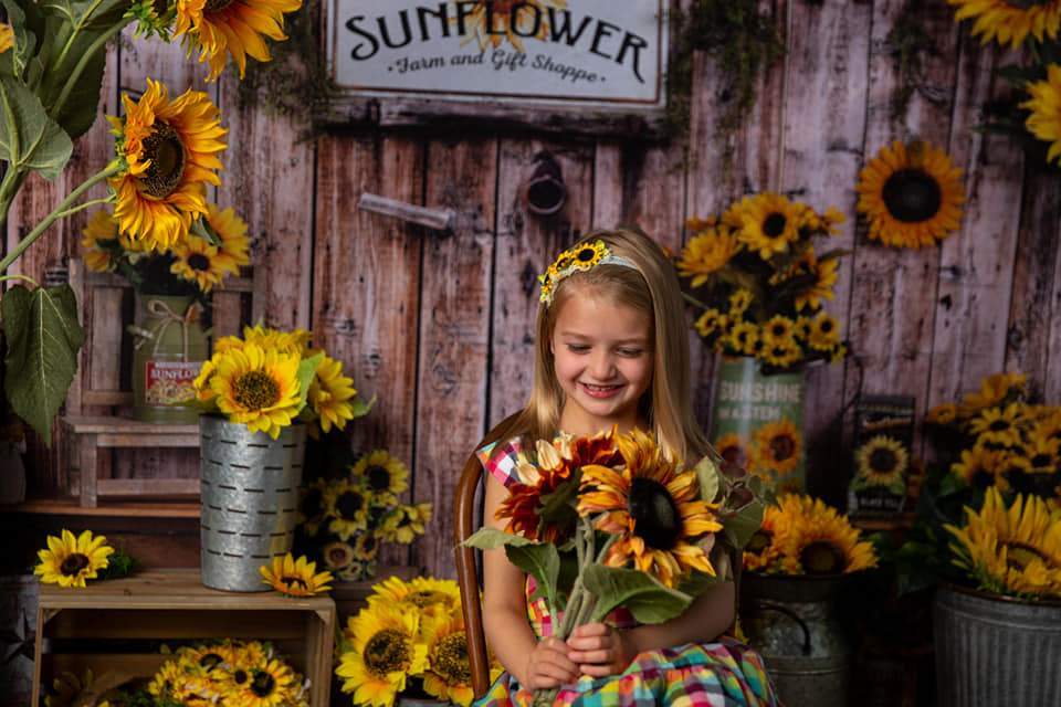Kate Summer Sunflower Gift Shop Wood Autumn Backdrop for Photography - Image 17