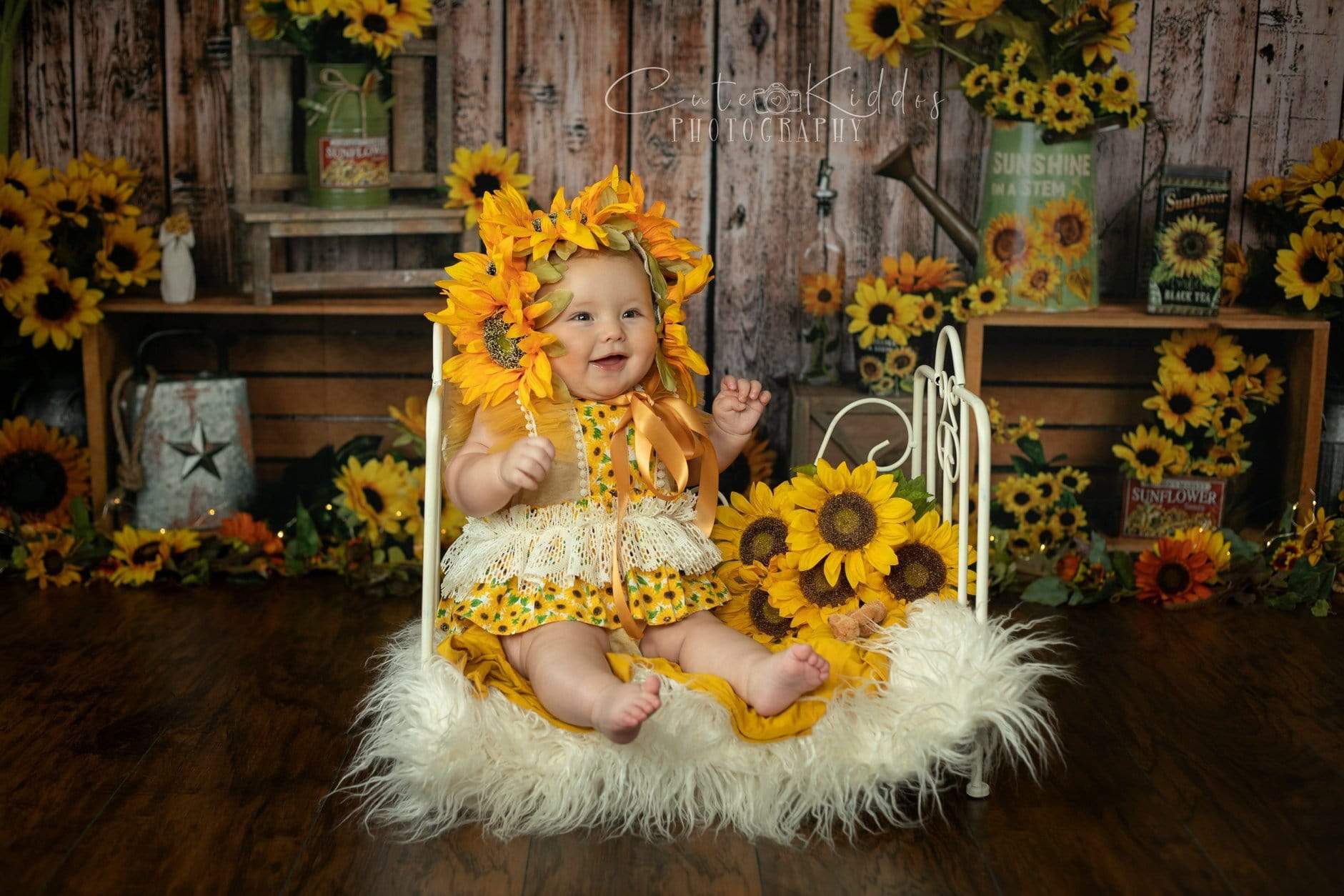 Kate Summer Sunflower Gift Shop Wood Autumn Backdrop for Photography - Image 18