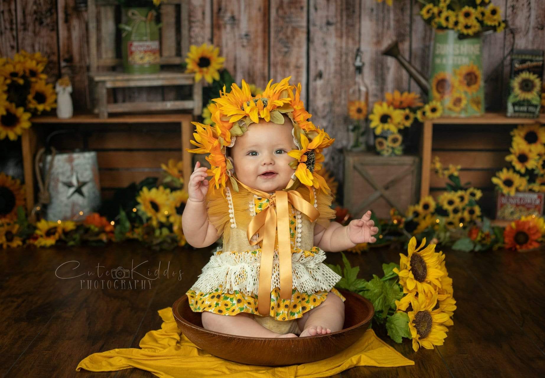 Kate Summer Sunflower Gift Shop Wood Autumn Backdrop for Photography - Image 19