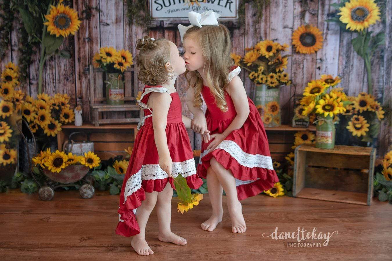 Kate Summer Sunflower Gift Shop Wood Autumn Backdrop for Photography - Image 3