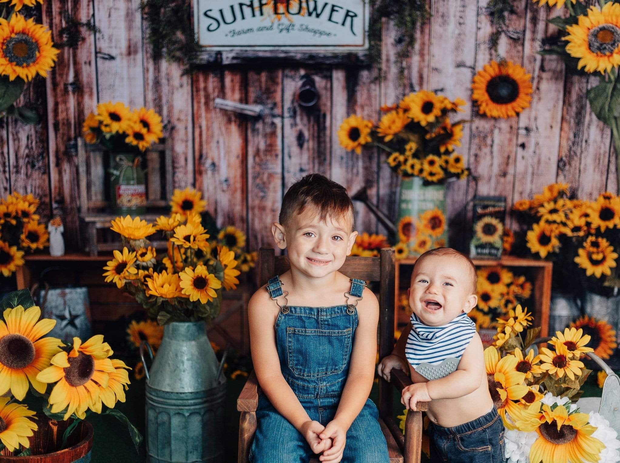 Kate Summer Sunflower Gift Shop Wood Autumn Backdrop for Photography - Image 4