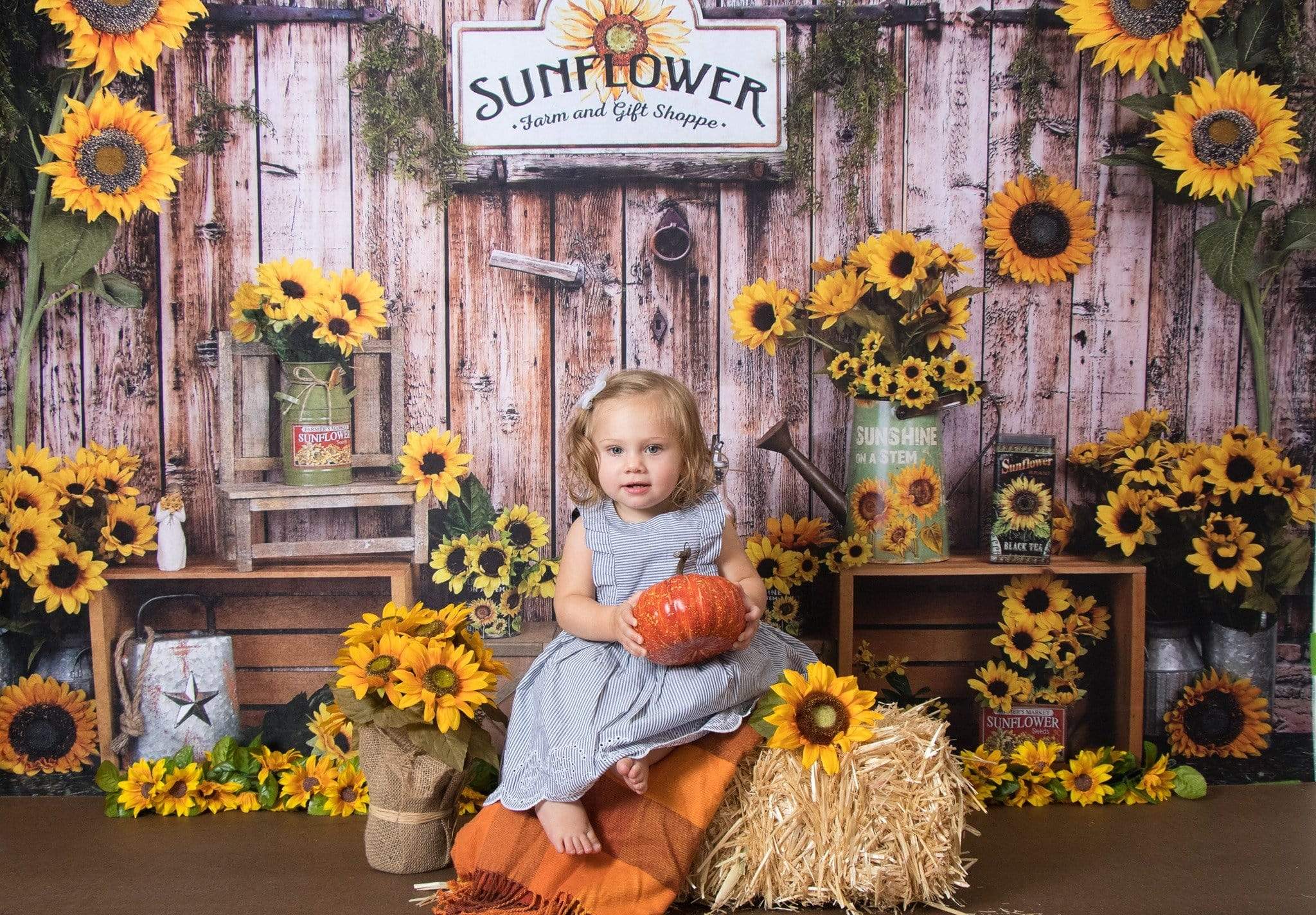 Kate Summer Sunflower Gift Shop Wood Autumn Backdrop for Photography - Image 5