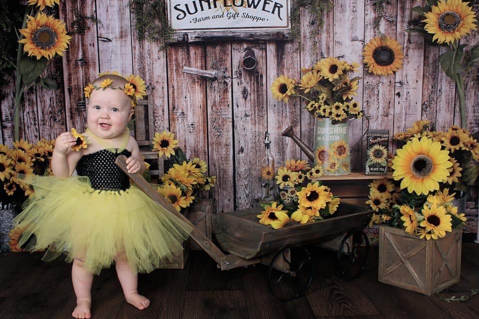 Kate Summer Sunflower Gift Shop Wood Autumn Backdrop for Photography - Image 6