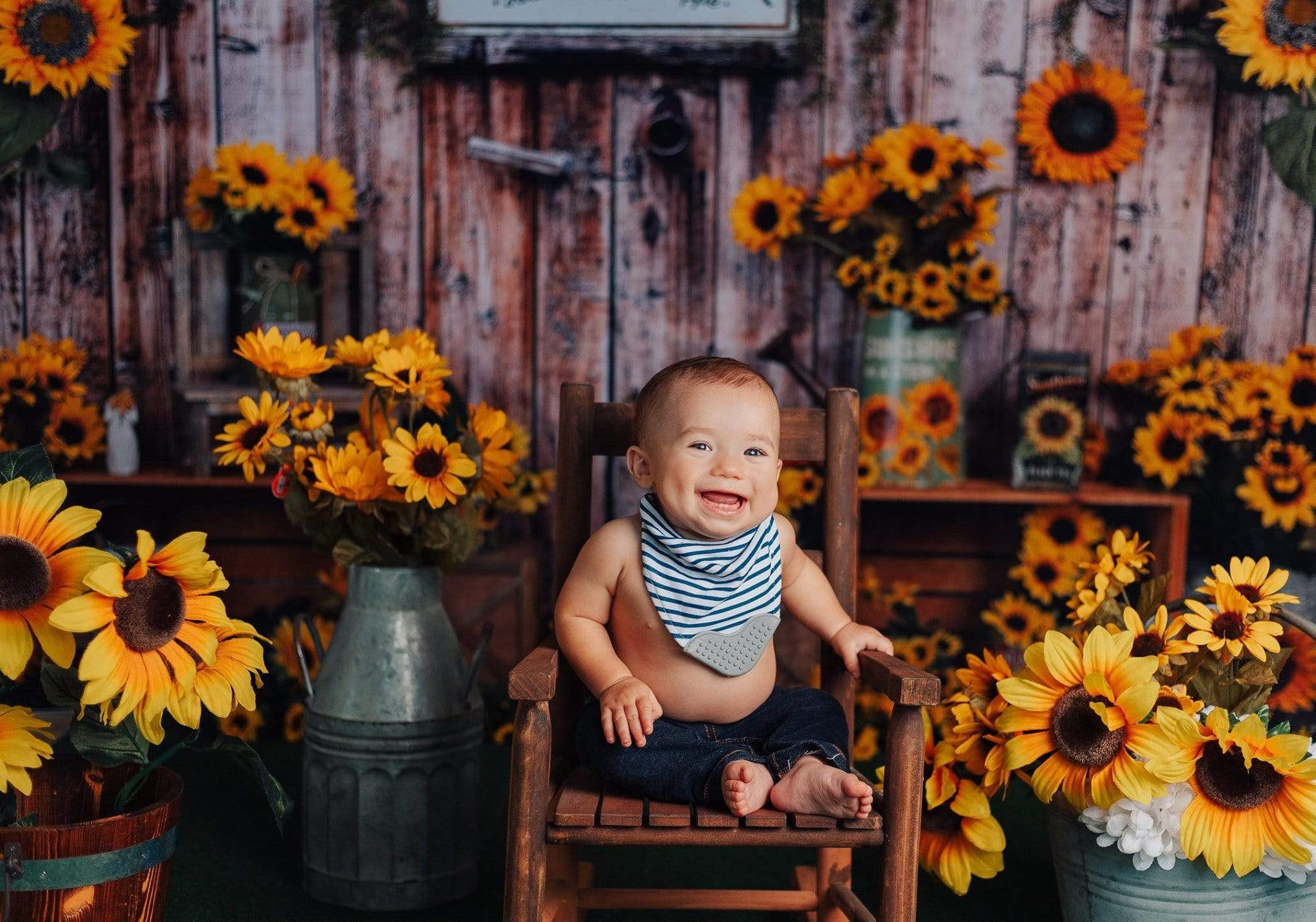 Kate Summer Sunflower Gift Shop Wood Autumn Backdrop for Photography - Image 7