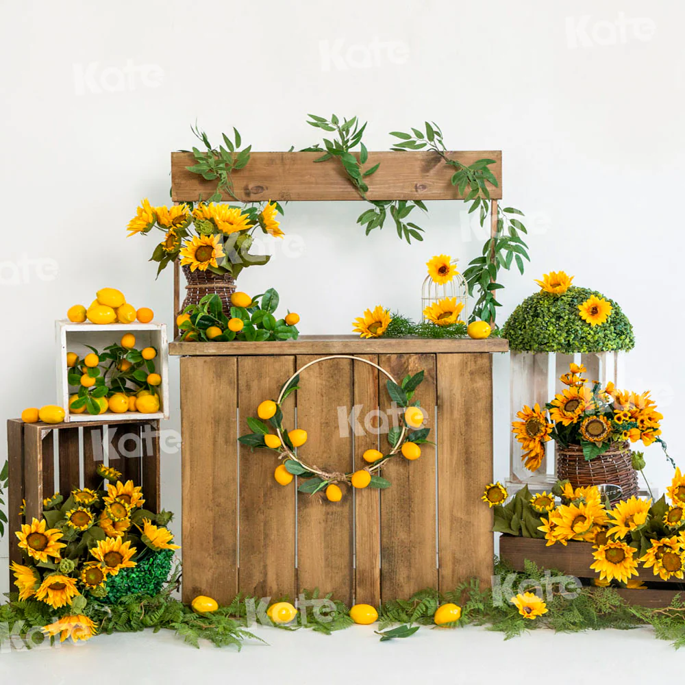 Kate Summer Sunflower Lemon Backdrop Designed by Uta Mueller Photography - Image 2