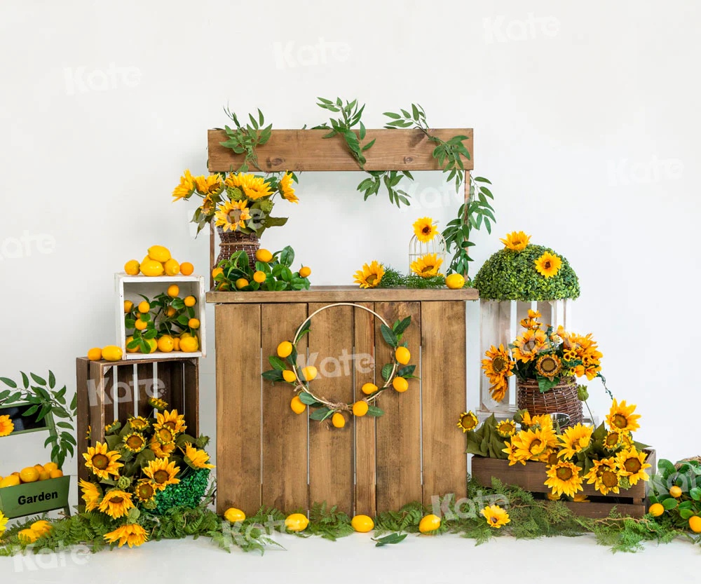 Kate Summer Sunflower Lemon Backdrop Designed by Uta Mueller Photography - Image 3