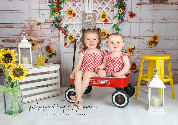 Kate Vintage Wall Summer Sunflower Backdrop Designed by Staci Lynn Photography - Image 3