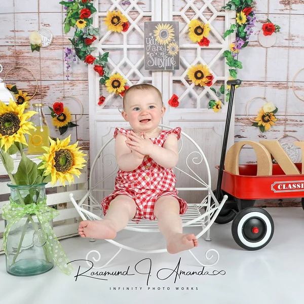 Kate Vintage Wall Summer Sunflower Backdrop Designed by Staci Lynn Photography - Image 4