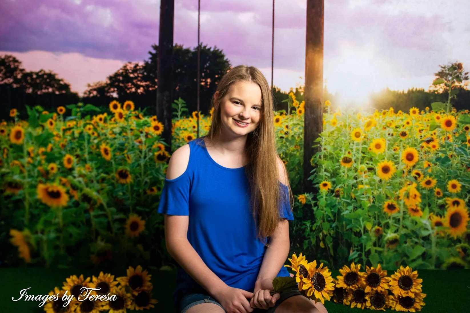 Kate Summer Sunflower Swing Backdrop Designed by Pine Park Collection - Image 4