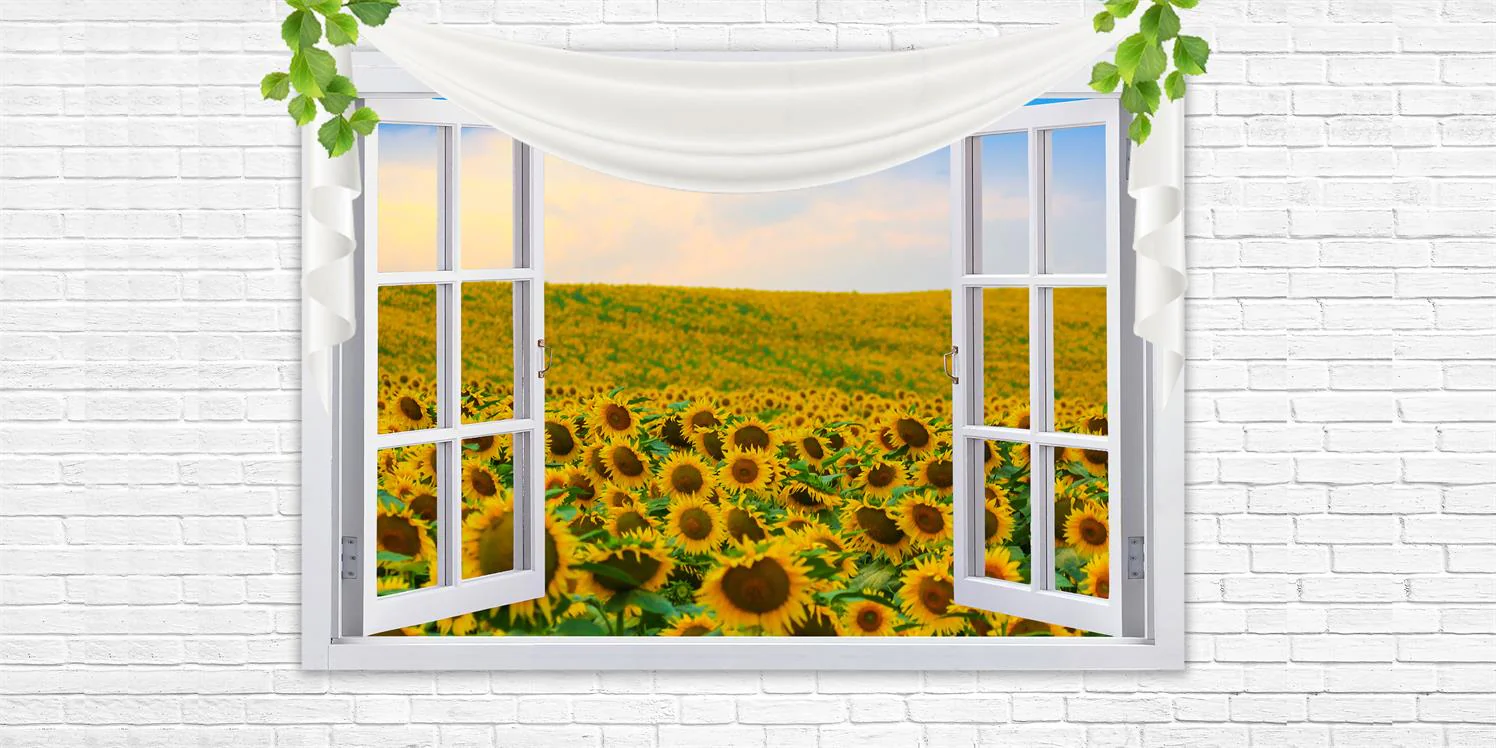Kate Summer Sunflower Window Backdrop Designed By Ava Lee - Image 5