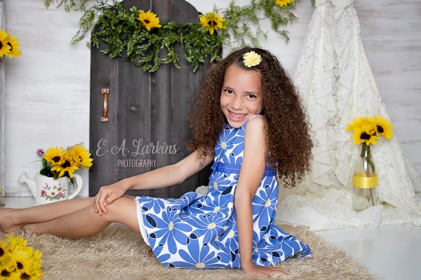 Kate Summer Sunflowers White Tent Backdrop Designed by Erin Larkins - Image 3