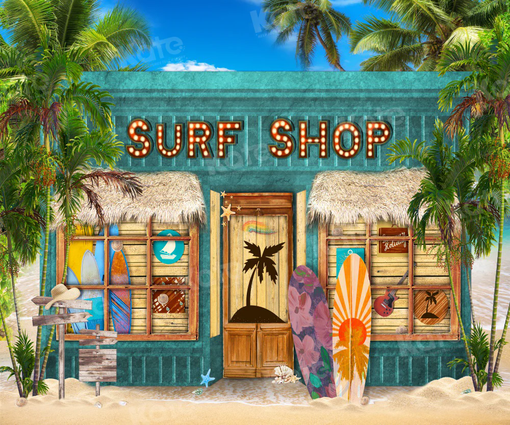 Kate Summer Surf Shop Beach Backdrop for Photography - Image 6