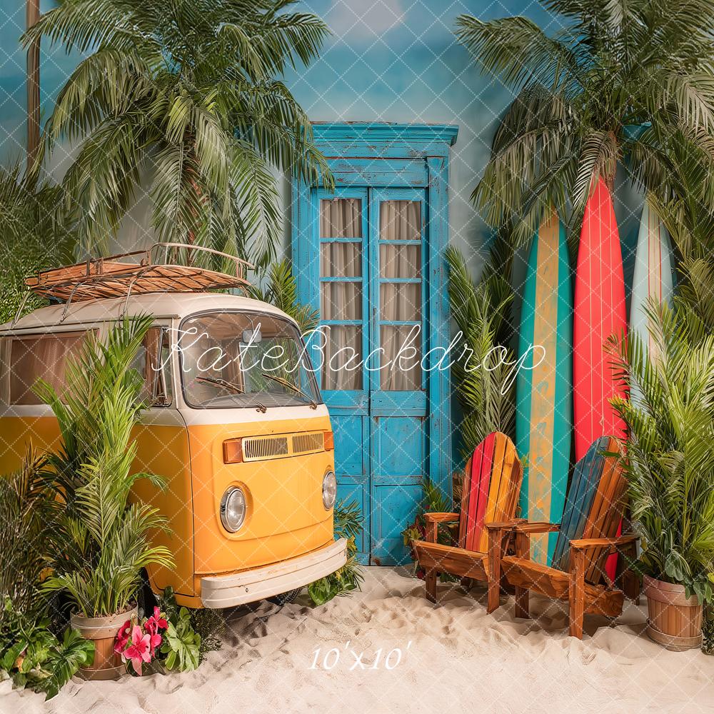 Kate Summer Surf Van Surfboards Palm Trees Backdrop Designed by Angela Marie Photography - Image 7