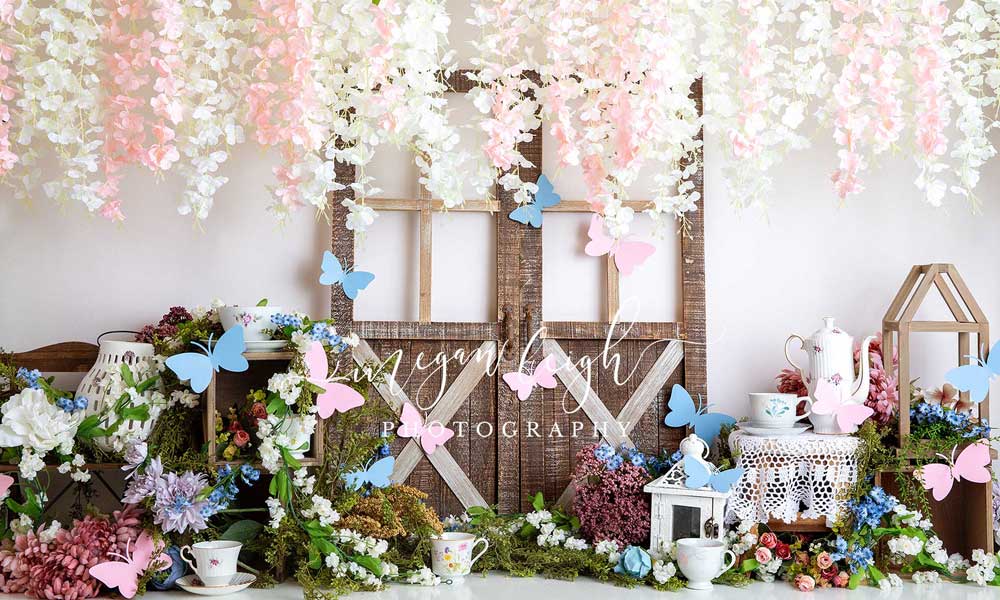 Kate Summer Tea Party Butterfly Barn Door Backdrop Designed by Megan Leigh Photography - Image 2