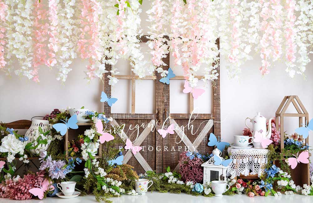 Kate Summer Tea Party Butterfly Barn Door Backdrop Designed by Megan Leigh Photography - Image 4
