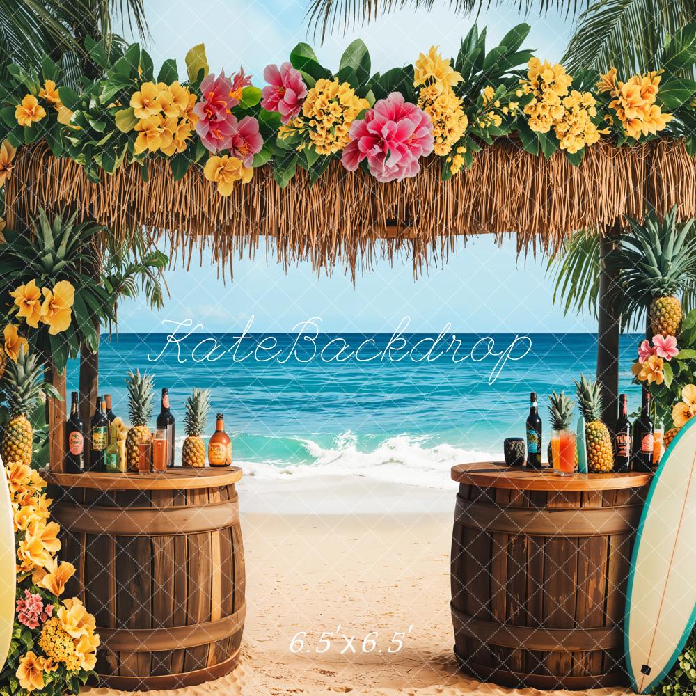 Kate Summer Tropical Beach Tiki Bar Backdrop Designed by Emetselch - Image 2