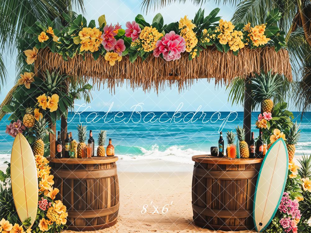 Kate Summer Tropical Beach Tiki Bar Backdrop Designed by Emetselch - Image 3