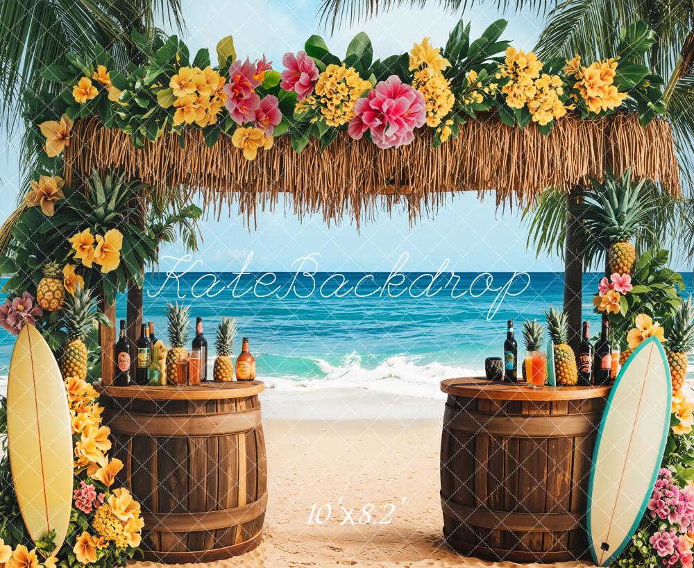 Kate Summer Tropical Beach Tiki Bar Backdrop Designed by Emetselch - Image 5