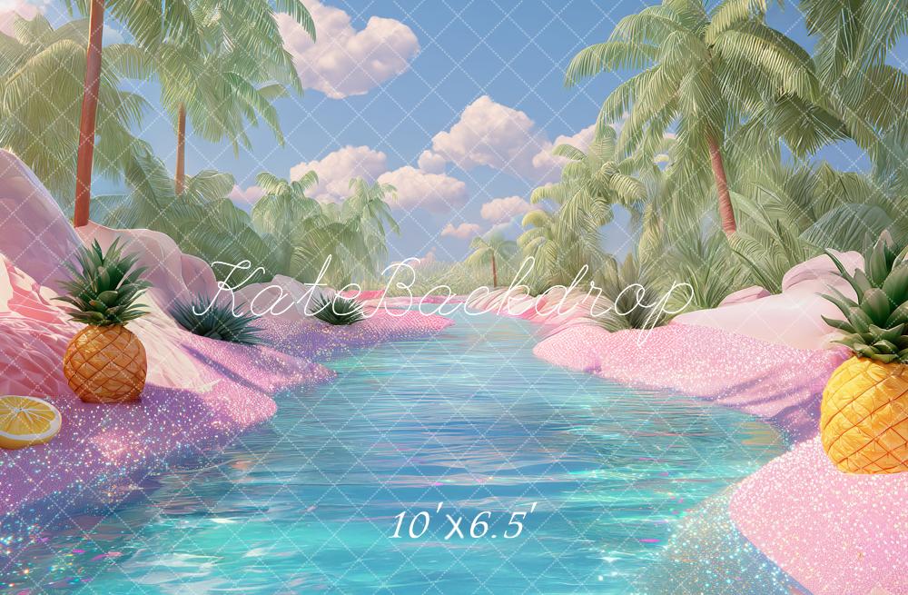 Kate Summer Tropical Palm Trees Pink Sand Backdrop Designed by Angela Marie Photography - Image 4