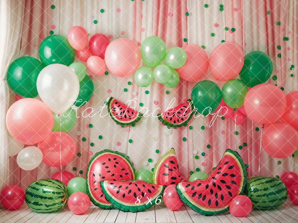 Kate Summer Watermelon Balloons Curtain Backdrop Designed by Emetselch - Image 3