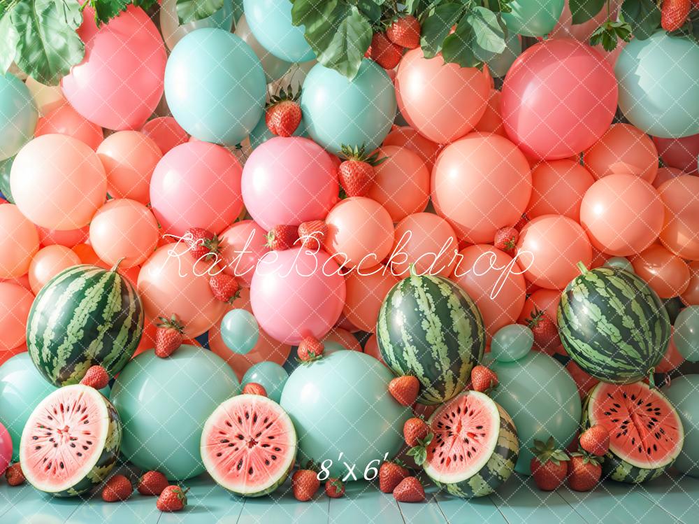 Kate Summer Watermelon Balloons Strawberries Backdrop Designed by Emetselch - Image 3