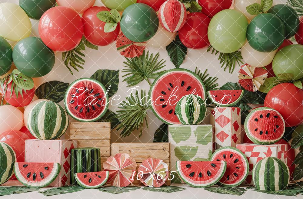 Kate Summer Watermelon Balloons Wooden Crates Backdrop Designed by Emetselch - Image 4