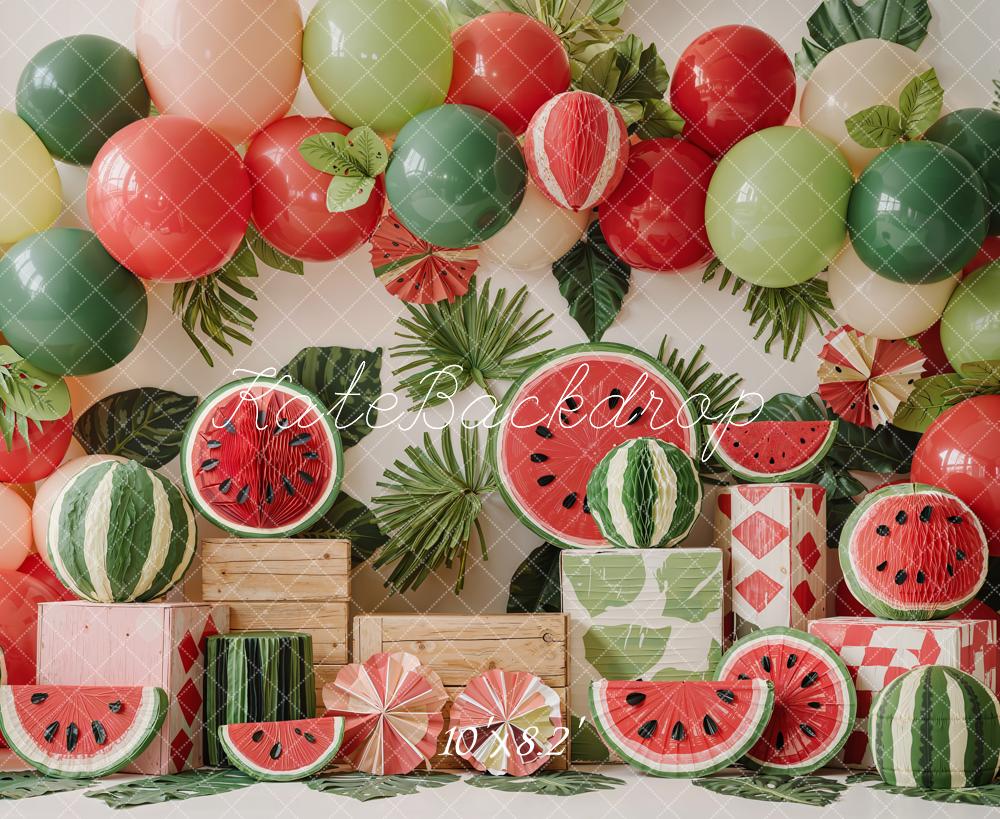 Kate Summer Watermelon Balloons Wooden Crates Backdrop Designed by Emetselch - Image 6