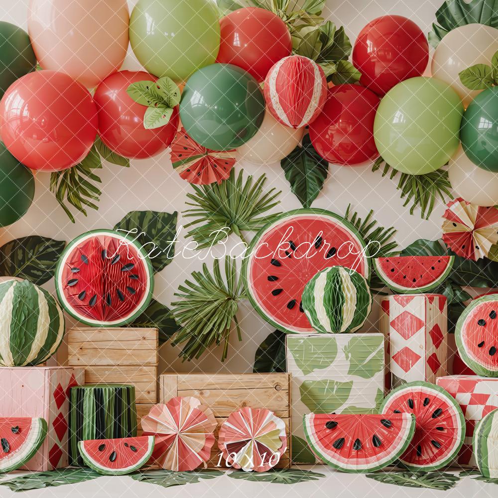 Kate Summer Watermelon Balloons Wooden Crates Backdrop Designed by Emetselch - Image 7