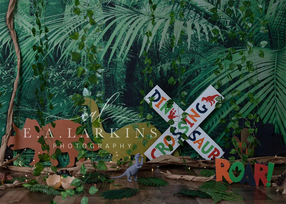 Kate Summer Wild Jungle Dinosaur Backdrop Designed by Erin Larkins - Image 2