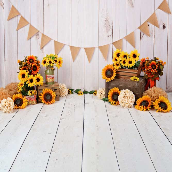 Kate Wood Sunflower Birthday Summer Backdrop Photography - Image 2