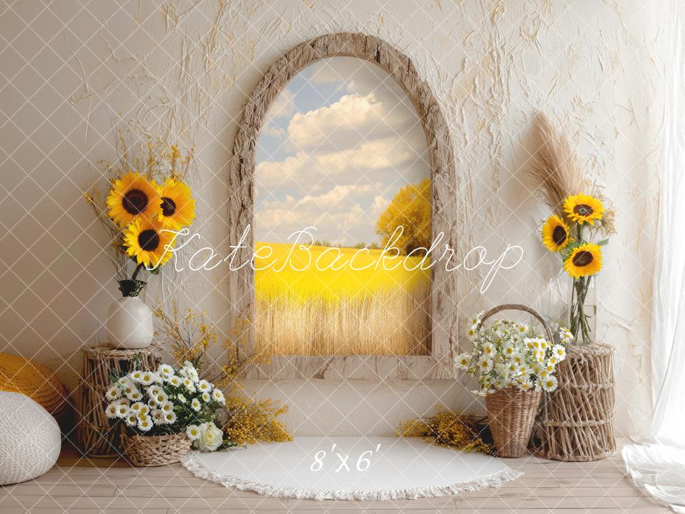 Kate Sunflower Arch Window Rustic Backdrop Designed by Mini MakeBelieve - Image 3