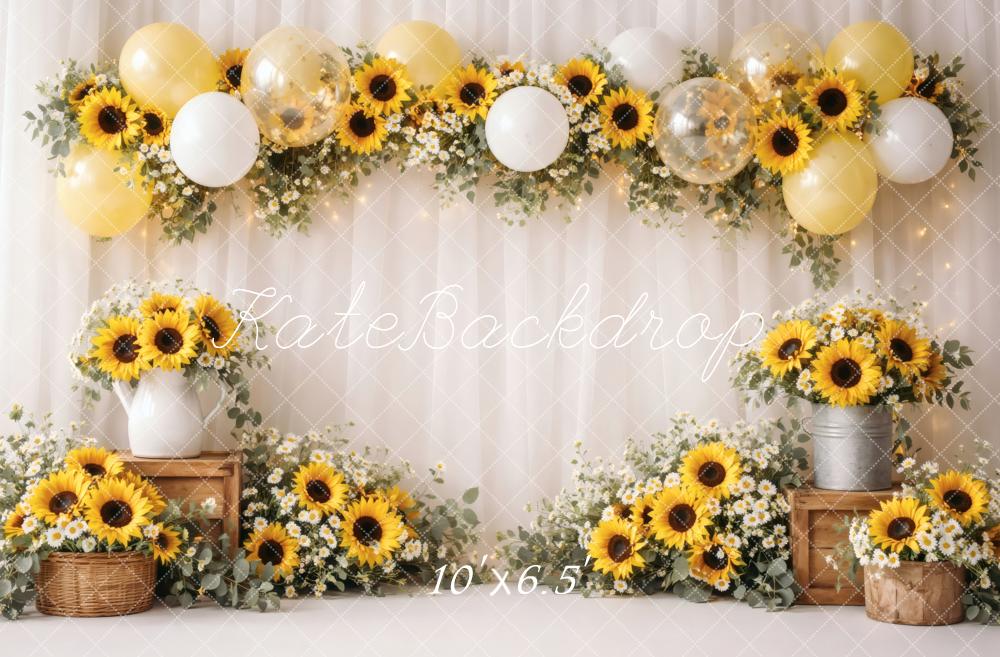 Kate Sunflower Balloons Daisy Garland Backdrop Designed by Vertigo Productions - Image 4
