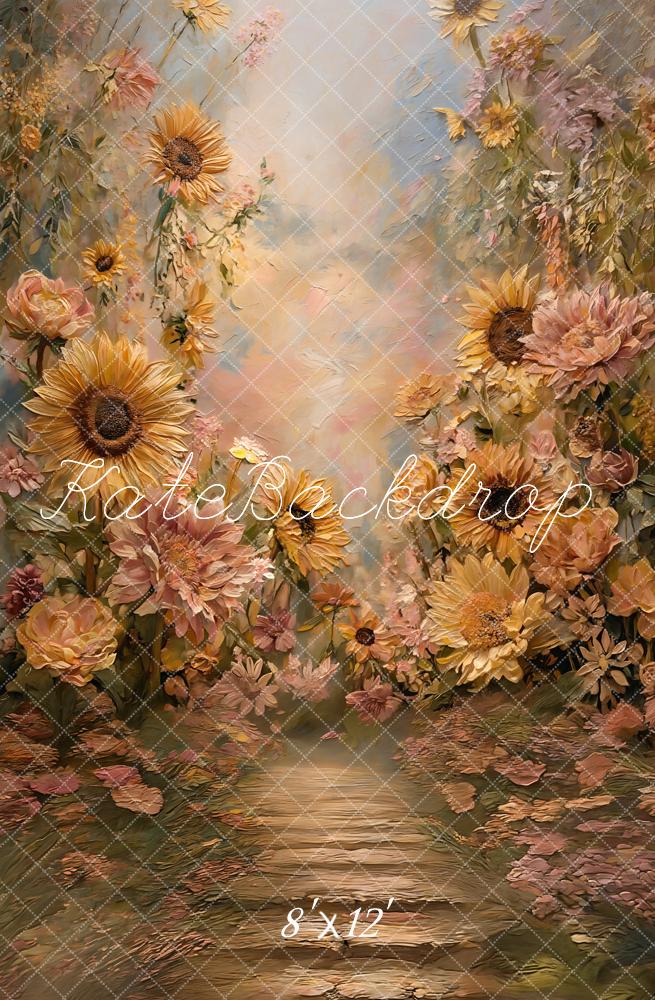 Kate Sunflower Floral Pathway Pastel Backdrop Designed by GQ - Image 12