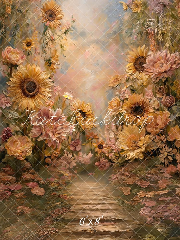 Kate Sunflower Floral Pathway Pastel Backdrop Designed by GQ - Image 3