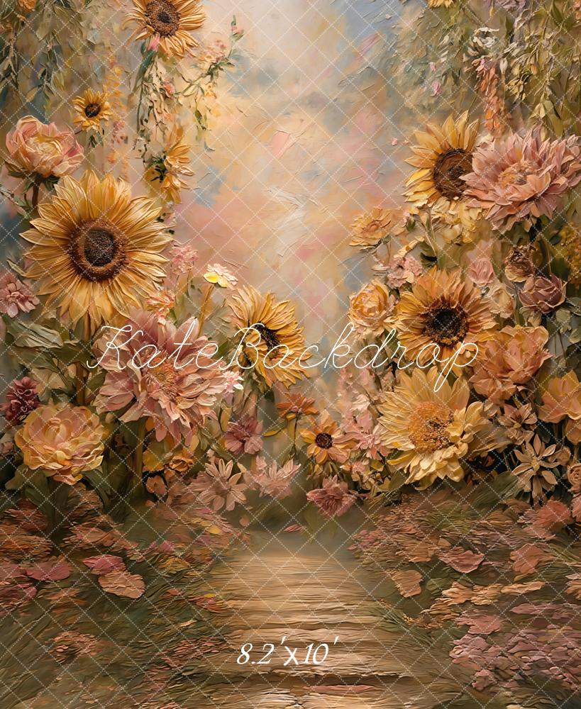 Kate Sunflower Floral Pathway Pastel Backdrop Designed by GQ - Image 6