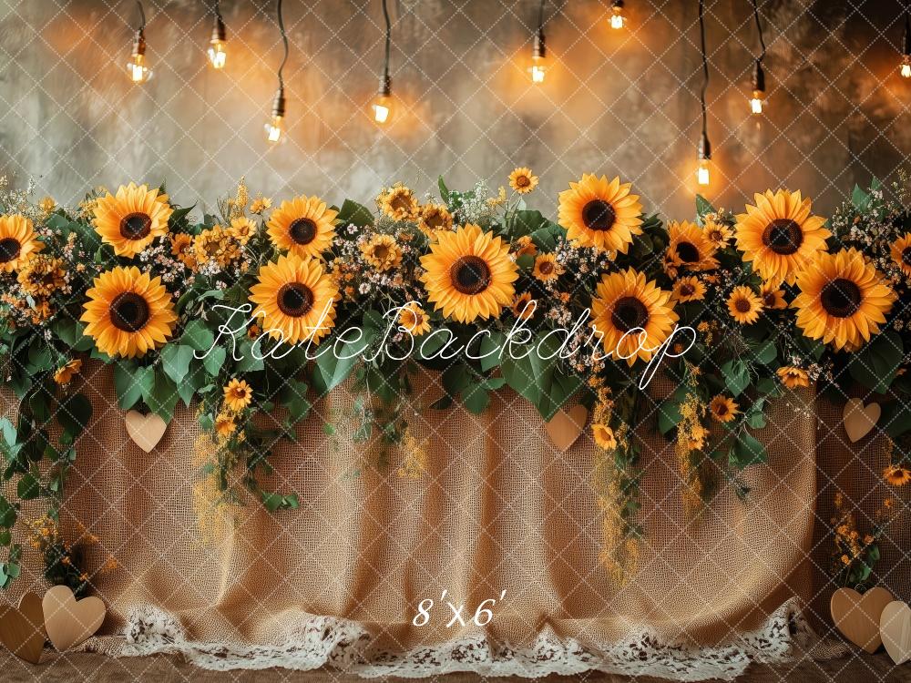 Kate Sunflower Garland Lights Rustic Backdrop Designed by Patty Robert - Image 3