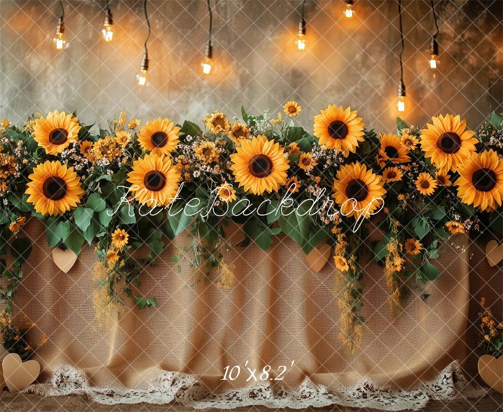Kate Sunflower Garland Lights Rustic Backdrop Designed by Patty Robert - Image 5