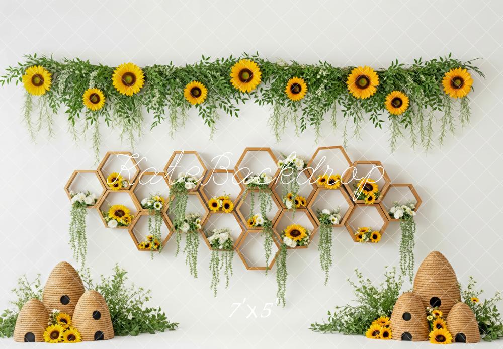 Kate Spring Sunflower Honeycomb Beehive Greenery Backdrop Designed by Patty Robert - Image 2