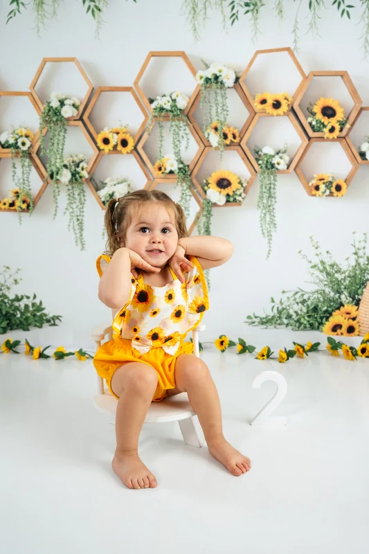 Kate Spring Sunflower Honeycomb Beehive Greenery Backdrop Designed by Patty Robert - Image 3
