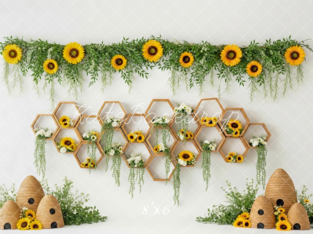 Kate Spring Sunflower Honeycomb Beehive Greenery Backdrop Designed by Patty Robert - Image 5