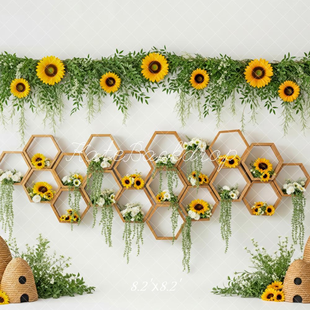 Kate Spring Sunflower Honeycomb Beehive Greenery Backdrop Designed by Patty Robert - Image 7