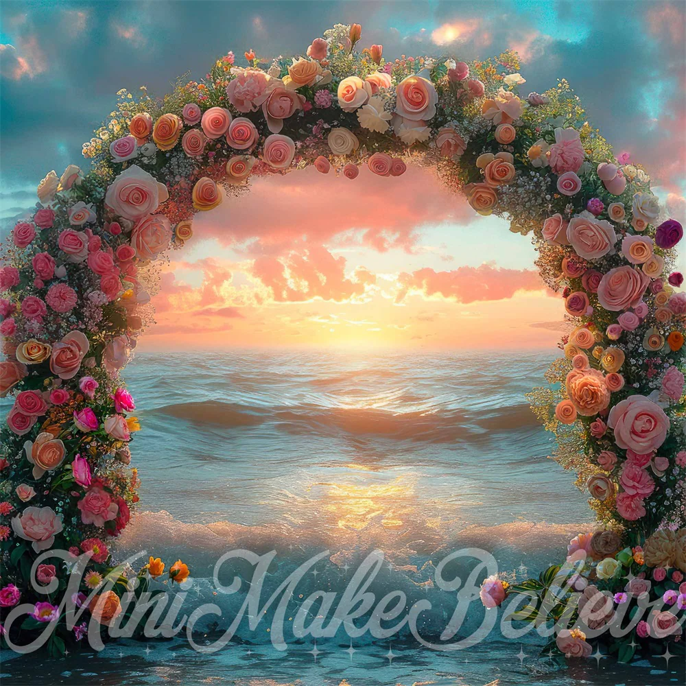 Kate Sunset Flower Arch Ocean Backdrop Designed by Mini MakeBelieve - Image 2