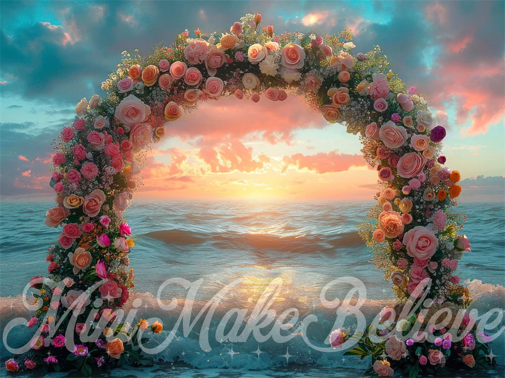 Kate Sunset Flower Arch Ocean Backdrop Designed by Mini MakeBelieve - Image 3